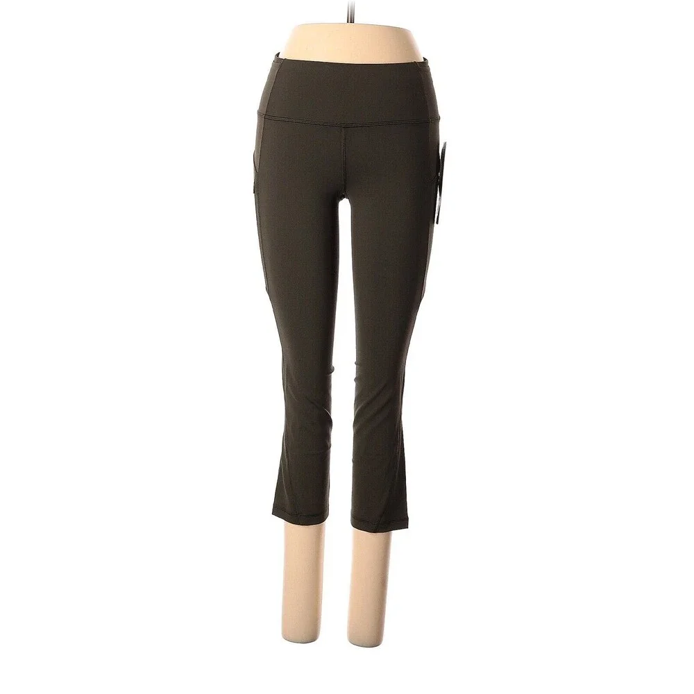 LULULEMON ATHLETICA Dark Olive Run On Crop Leggings - US 6